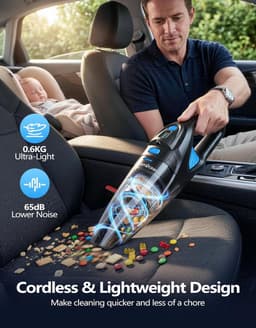 Handstofzuiger Accu met Laadstation - Zwart - Draadloze Handstofzuiger met LED-verlichting - Voor Auto en Huishouden — thumbnail 3