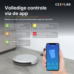 Cesulan 3-in-1 Robotstofzuiger met Dweilfunctie – Dweilrobot – Robotstofzuiger met Laadstation & Opvangbak – 3000 Pa – App Bediening – Gyroscoopnavigatie – 140 min batterij — thumbnail 4