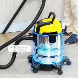 Roossentials stofzuiger nat en droog - 3 in 1 stofzuiger - Alleszuiger - 1200 W - Met blaasfunctie en 2 m slang - RVS - 20 L - Geel/Zwart — thumbnail 4