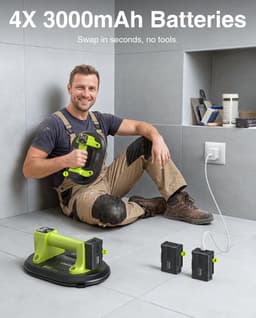 Accu Zuignap - Vacuüm Lifter - Zware Platen Verplaatsen - Automatische Hechting - 25 cm - Groen — thumbnail 5