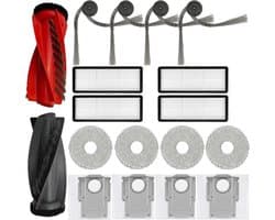 Accessoires gescht voor Roborock Qrevo S5V, Qrevo Curv, Qrevo Curv S5X, Qrevo Edge, Qrevo Edge S5A reserveonderdelenset, 1 hoofdborstels, 4 HEPA-filters, 4 reinigingsdoeken, 4 stofzakken