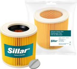 Sillar Stofzuigerzakken synthetisch, 8 stuks + 1x stofzuigerfilter versterkt met gaas - met bevestigingsplug - set voor stofzuigers - compatibel met Karcher WD1 WD2 WD3 WD3.200 KWD1 KWD2 KWD3 SE4 SE4001 SE4002 - vervangers — thumbnail 3