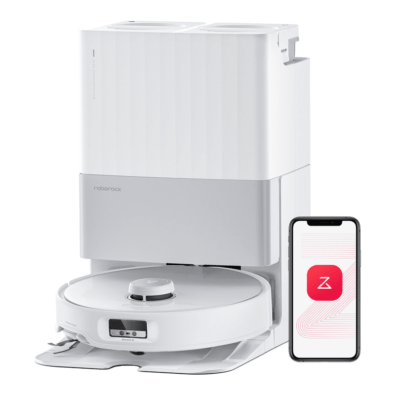 Roborock Qrevo Edge Robotstofzuiger met dweilmogelijkheid, Dubbel Anti-Klit Systeem, AdaptiLift Chassis, 18.500Pa, FlexiArm Ontwerp voor Randreiniging, Verwarmbare Dweil, 75°C Heet Water Dweil Was, "Hallo Rocky", wit — afbeelding 1