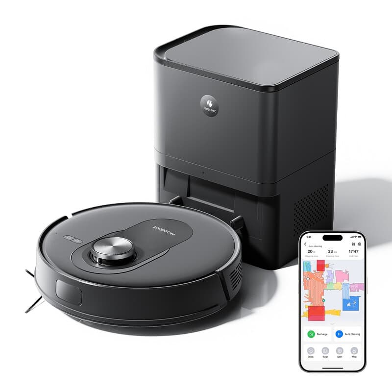 Proscenic Q8 Max robotstofzuiger met dweilfunctie, 6000 Pa, 200 min, robotstofzuiger met afzuigstation, 3 liter stofzak, intelligente lasernavigatie met 5 kaarten, app-bediening, Alexa — afbeelding 1