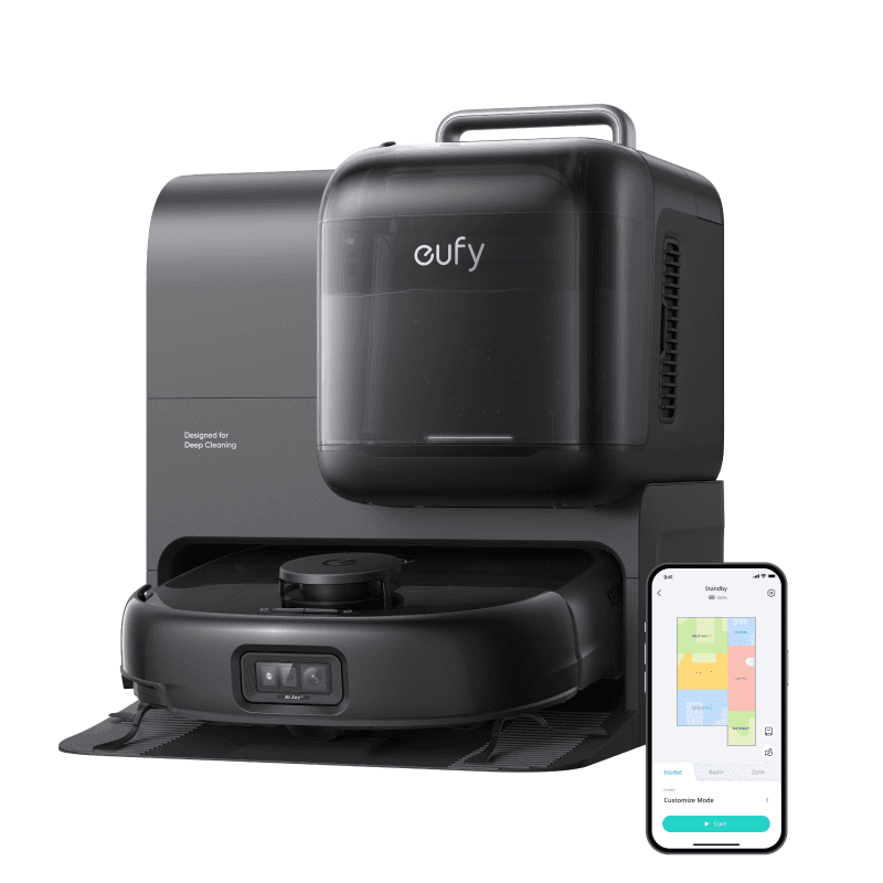eufy Omni E28 HydroJet robotstofzuiger met dweil, draagbare diepe reiniger, 20.000 Pa turbosuigkracht, DuroSpiral anti-klit borstels, CornerRover-arm voor randen, alles-in-één dockingstation, voor huisdieren — afbeelding 1