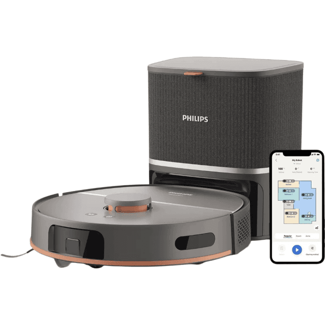 Philips XU5100/10 HomeRun 5000-serie robotstofzuiger - 10.000 Pa zuigkracht - Automatisch leegstation - Dubbele roterende dweil - App-bediening