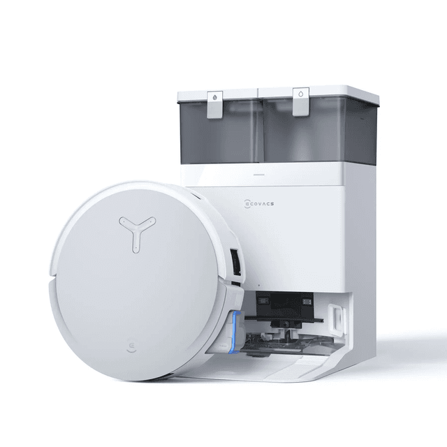 ECOVACS DEEBOT X8 Omni robotstofzuiger en dweil, 18.000 Pa zuigkracht, OZMO Turbo Roller dweil met continue zelfreiniging, 76 °C heet water dweilen, heteluchtdroging, wit