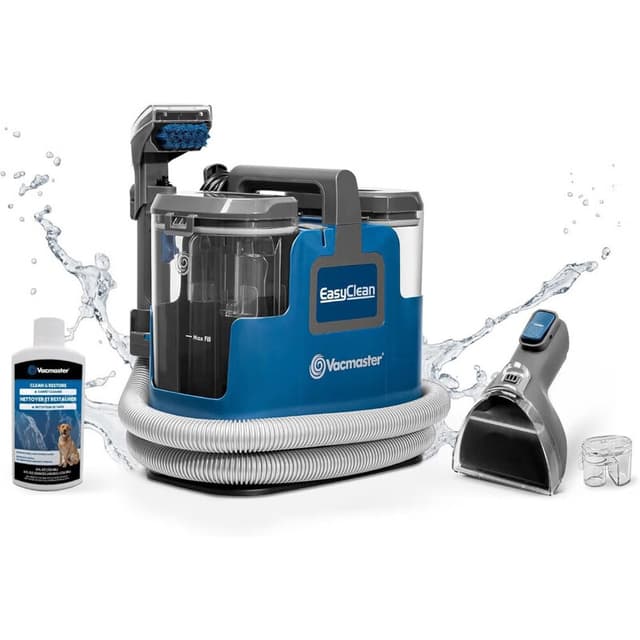 Vacmaster SCB0501 Compacte Vlekkenreiniger voor Tapijt en Bekleding, 500 W, Dubbele Tanks 1,6 L/0,95 L, Slang van 1,8 m, voor Banken, Trappen en Autostoelen, Blauw