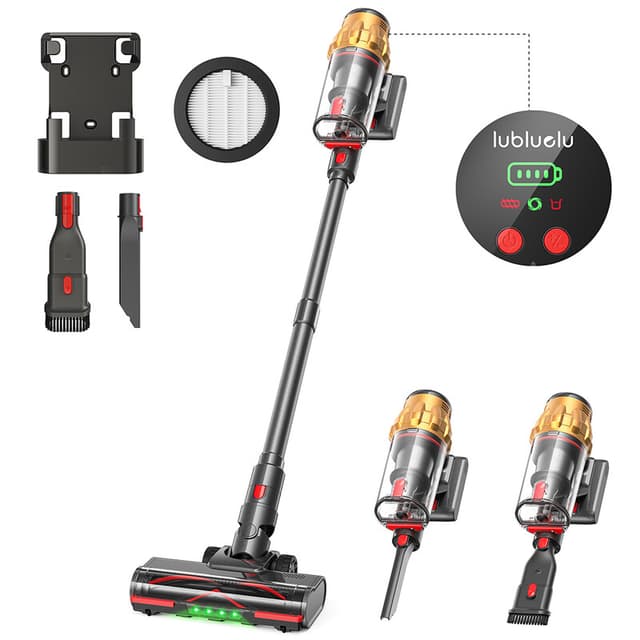 Lubluelu G11 draadloze steelstofzuiger, 45 kPa krachtige zuigkracht met anti-klitborstel en verbeterde groene LED-kop, zelfdragende, lichtgewicht stofzuiger voor huisdierharen, tapijten en harde vloeren