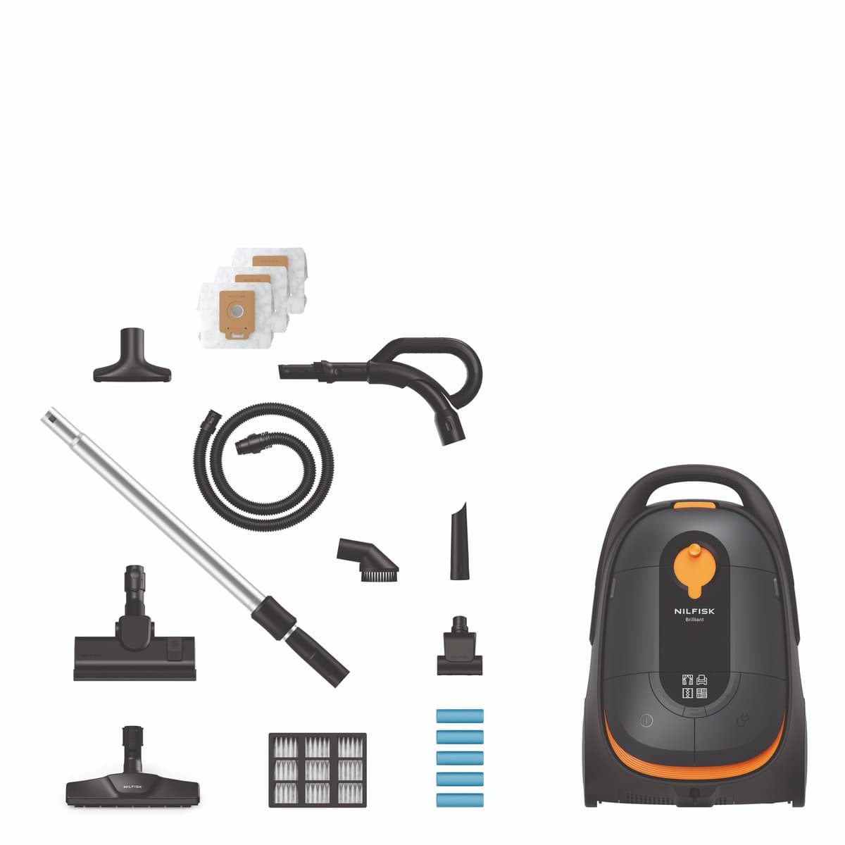 Nilfisk Brilliant Parquet Stofzuiger met Zak – HEPA 14 Filter, 4L Capaciteit, Afstandsbediening Handgreep, LED Combi Mondstuk, Voor Harde Vloeren & Tapijt, 10 Jaar Motorgarantie — afbeelding 1