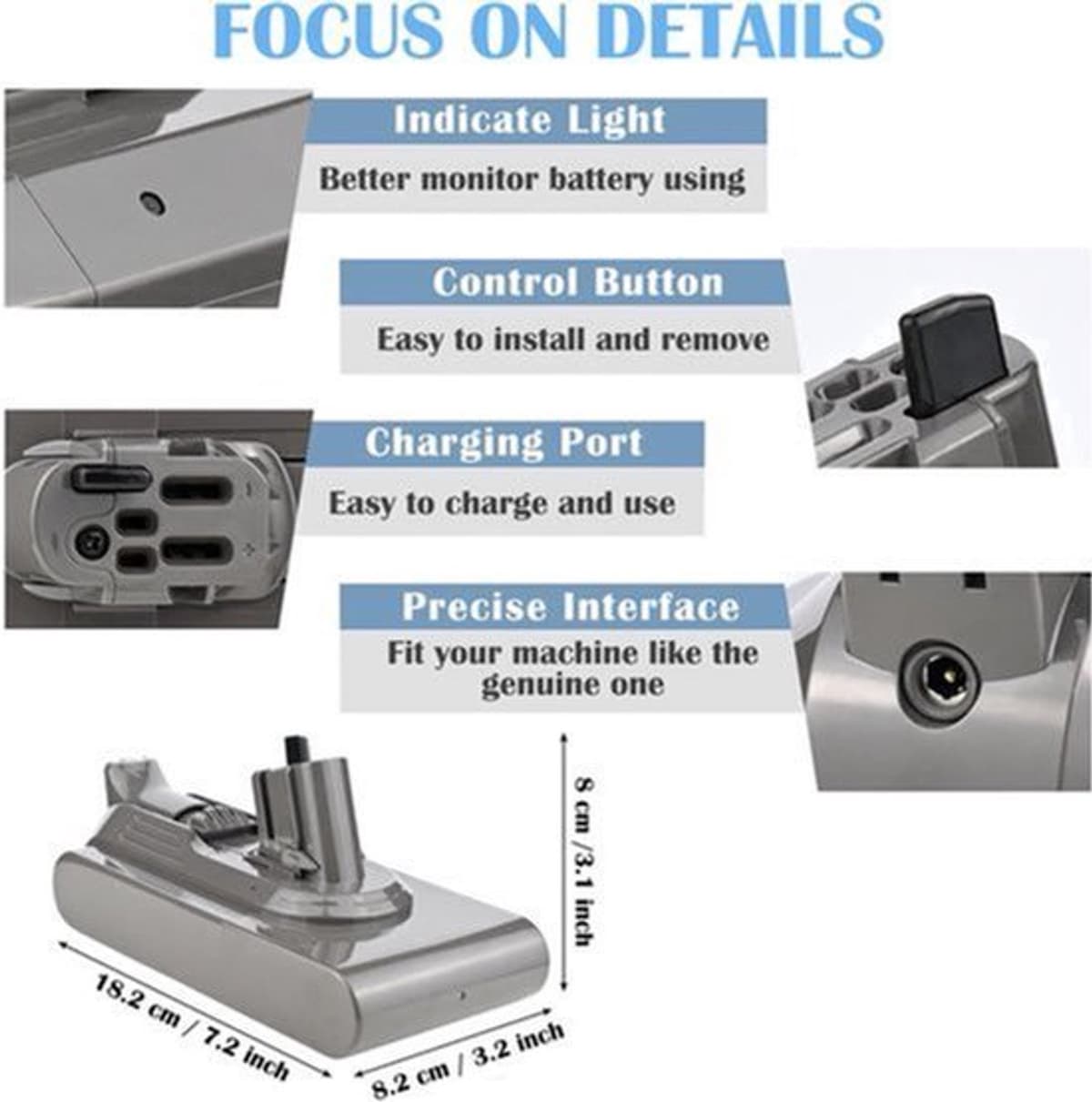 Stofzuigeraccu - 6000 mAh Li-ion - 25.2V - Click-in - Voor Dyson V11 V15 — afbeelding 1