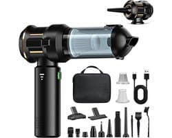Draadloze Handstofzuiger - Mini Auto Stofzuiger - Auto en Thuis - 4-in-1 Blaas Zuig - 25.000 Pa - Zwart