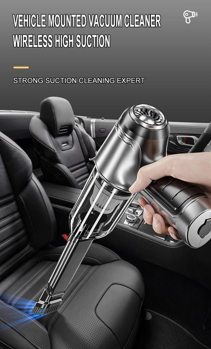 Home mini-handstofzuigers - Sterke zuigkracht Draadloze voertuigreiniger - auto stofzuiger - Auto kruimeldief - 7000pa - blazen en zuigen — afbeelding 1