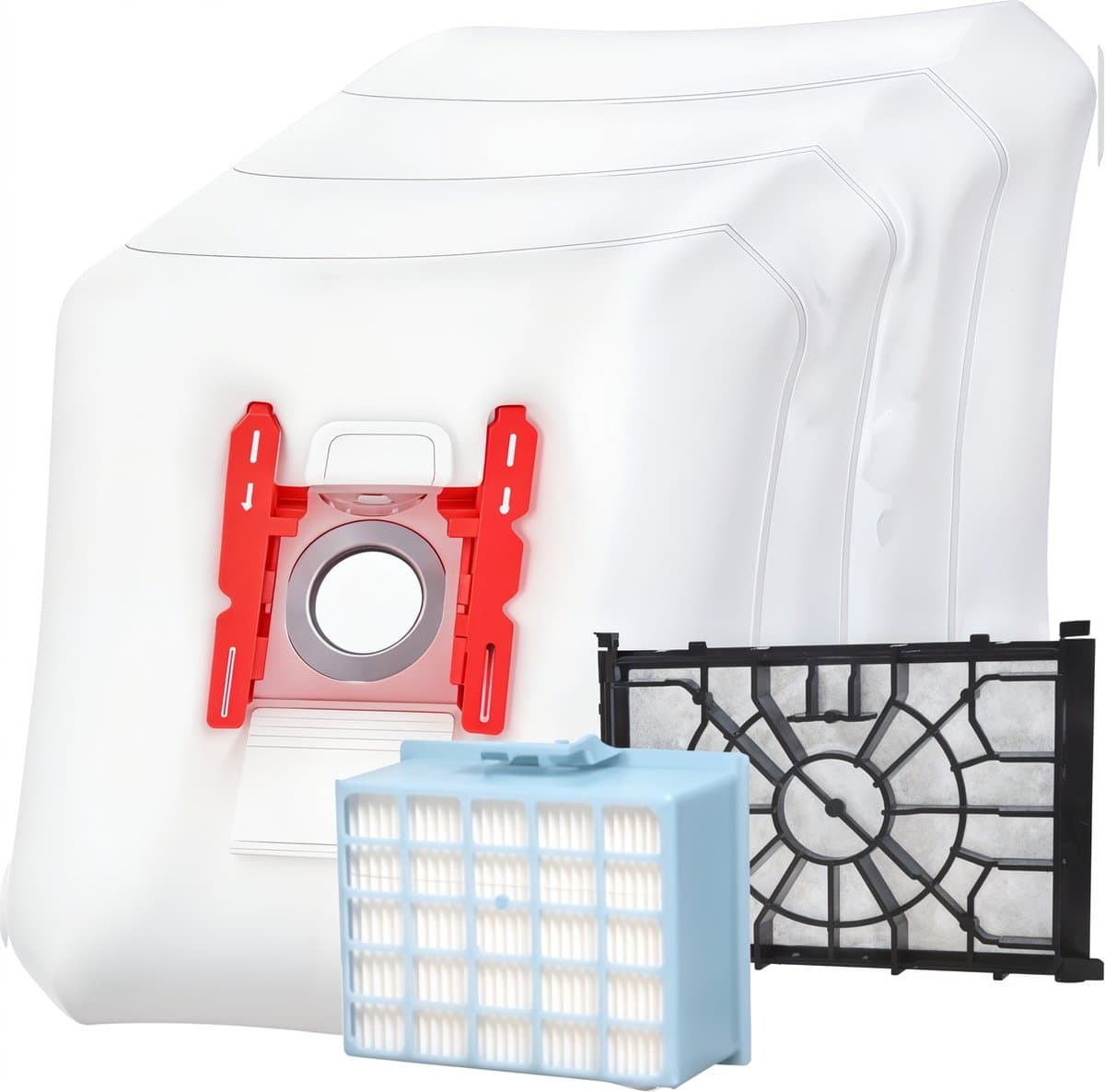 2x filter en 4x stofzuigerzakken set geschikt voor Bosch Series 6 en Move On BGL35MON en BGL35MOV - Vervangt G ALL, BBZ156HF en BBZ02MPF 00579421 00576833 - Stofzak, Motor en HEPA filter — afbeelding 1