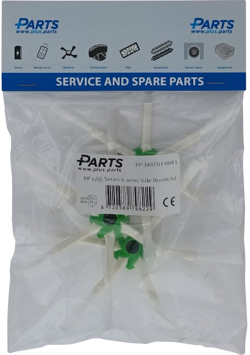 iRobot Roomba 'e', 'i' en 'j' Serie Zijborstelset, 6-armig (3 Stuks, Plus.Parts® alternatief voor 4624877) — afbeelding 1