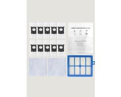Replacements onderdelenset geschikt voor Philips PerformerPro & Performer Expert – 10 Stofzakken + 2 Motorfilters + 1 HEPA Filter