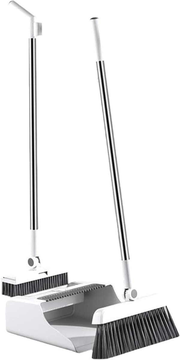 Stoffer en blikset - Schoonmaakset - Vloeronderhoud - Lange steel ontwerp - 3-in-1 - Grijs — afbeelding 1
