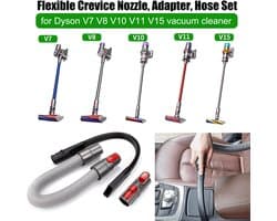 Dailygoods - Flexibel spleetmondstuk - Adapter en slang voor Dyson - Grijs - Stofzuiger accessoires - Hoogwaardige kwaliteit - Geschikt voor V7 V8 V10...