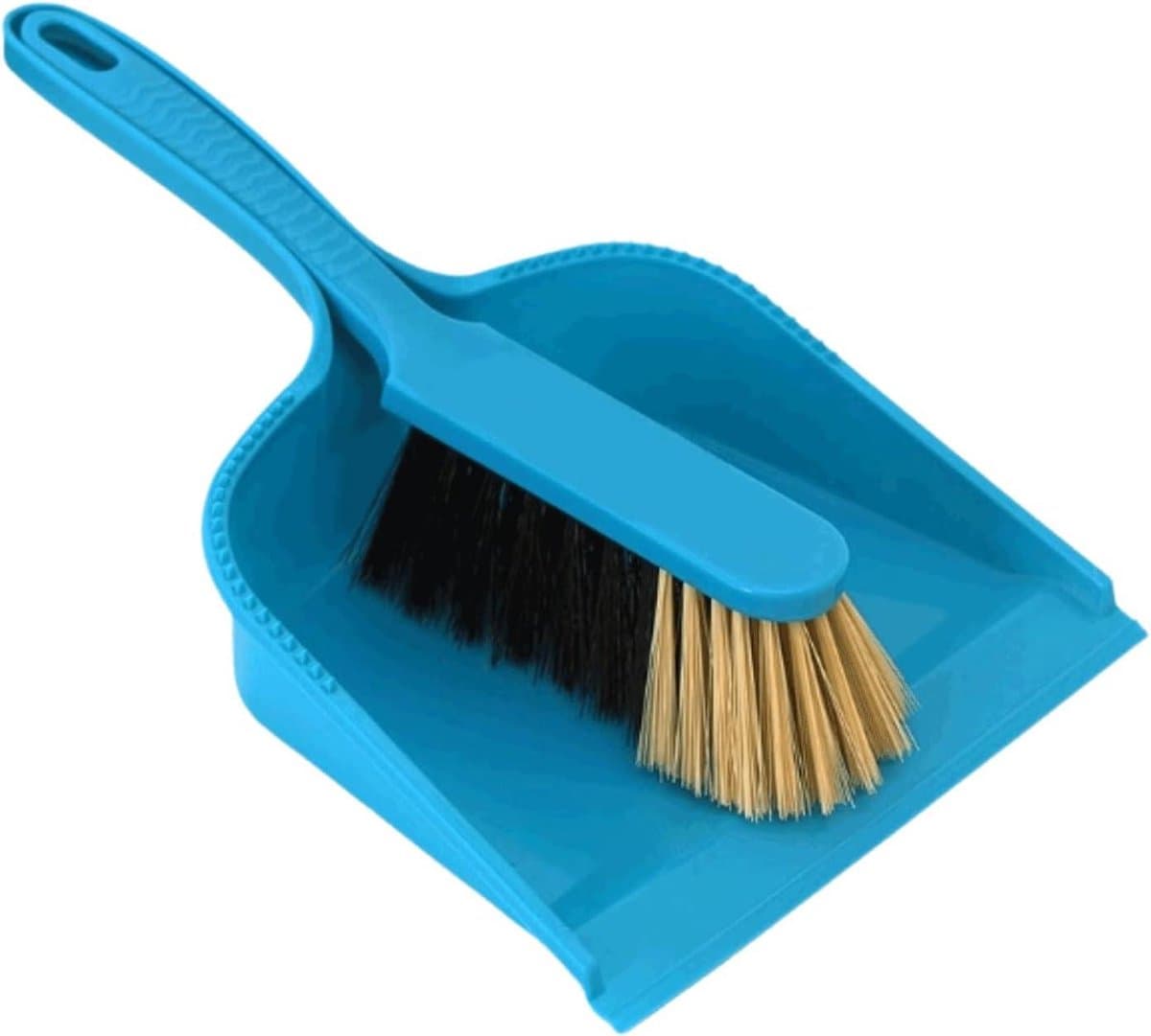 Stoffer en blikset - Reinigingsset - Bureau schoonmaken - Opklikbare opslag - 33 cm - Blauw — afbeelding 1