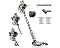 Steelstofzuiger Draadloos - Handstofzuiger Krachtig - Huis Snel Schoon - Afneembare Batterij - 26kPa Zuigkracht - Grijs
