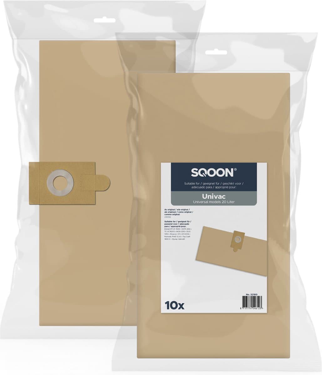 SQOON® Industrie Stofzuigerzakken - 10 Stuks - Groot - Papier — afbeelding 1