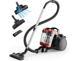 Zakloze Stofzuiger - Cilinder Stofzuiger - Efficiënt Schoonmaken - HEPA-hygiënesysteem - 2.5 Liter - Rood
