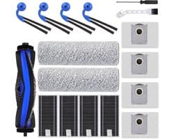 X9 Accessoires gescht voor Ecovacs Deebot X9 Pro Omni/X9 Pro stofzuiger, 1 hoofdborstel, 2 rollen reinigingsdoeken, 4 zijborstels, 4 HEPA-filters, 4 stofzakken, 1 reinigingsgereedschap