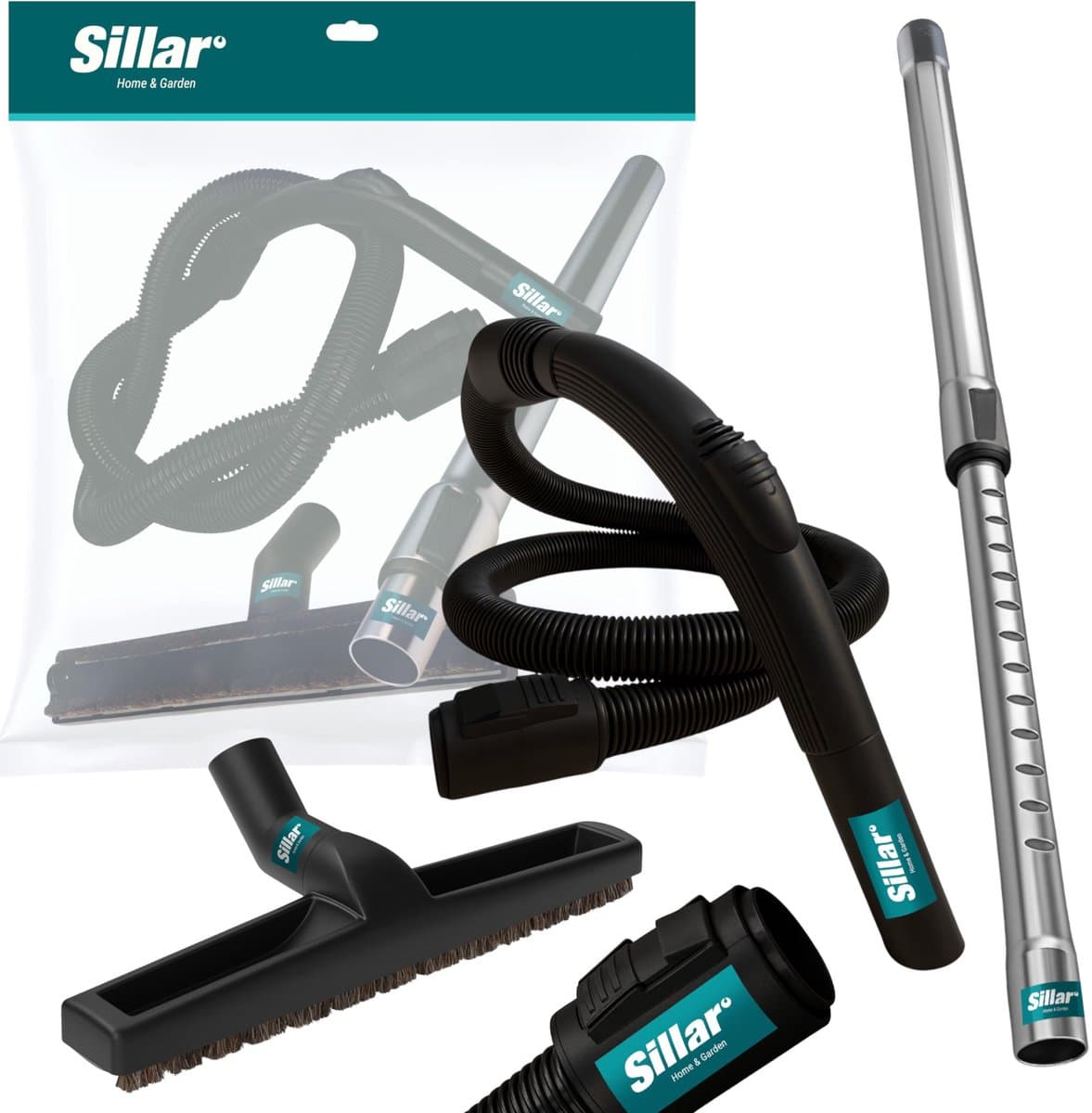 Sillar Stofzuiger Accessoires Set- zuigslang 200 cm - telescopische buis 56-92 cm - stofzuigerborstel, mondstuk met natuurlijke borstelharen - vervanging voor KARCHER A MV SE WD — afbeelding 1