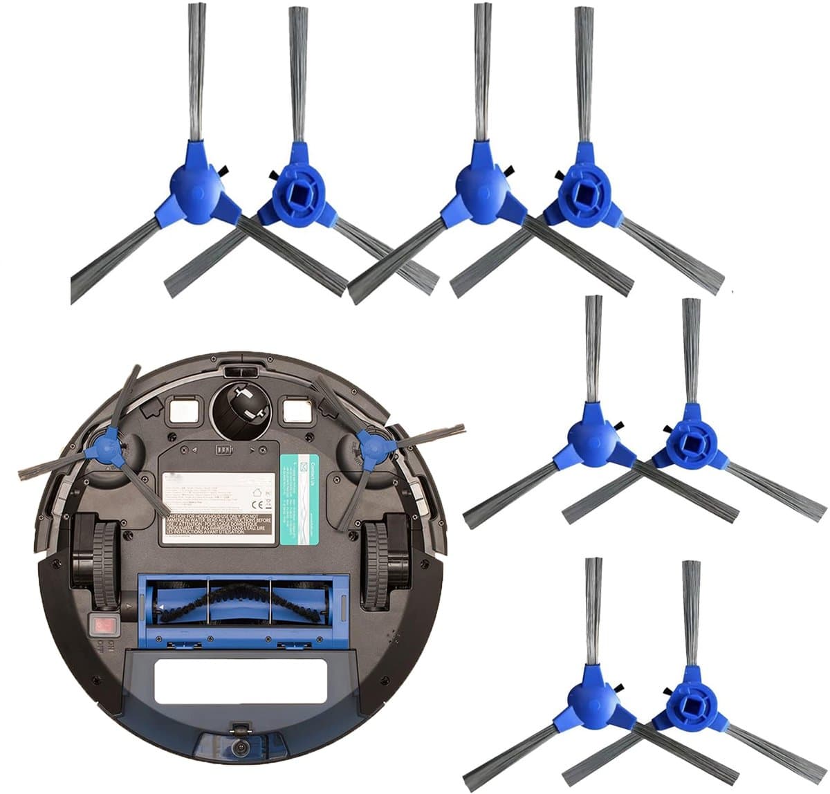 Zijborstel - Geschikt voor Eufy ROBOVAC 11S - MAX15C - 15C - MAX12 - 30 - 30C - 5C - G10 - G30 - Onderdelen Accessoires - vervanging - Reserveonderdelenset - 8 stuks — afbeelding 1
