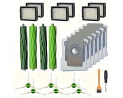 Accessoirekit - geschikt voor iRobot Roomba I7+/I3+/I5+/I6+/J7+/J8+/E5 E6 E7 - 2 rubberen borstels + 6 zijborstels + 6 filters + 6 stofzakken + 1 schroevendraaier + 1 kleine gele borstel - 22 stuks
