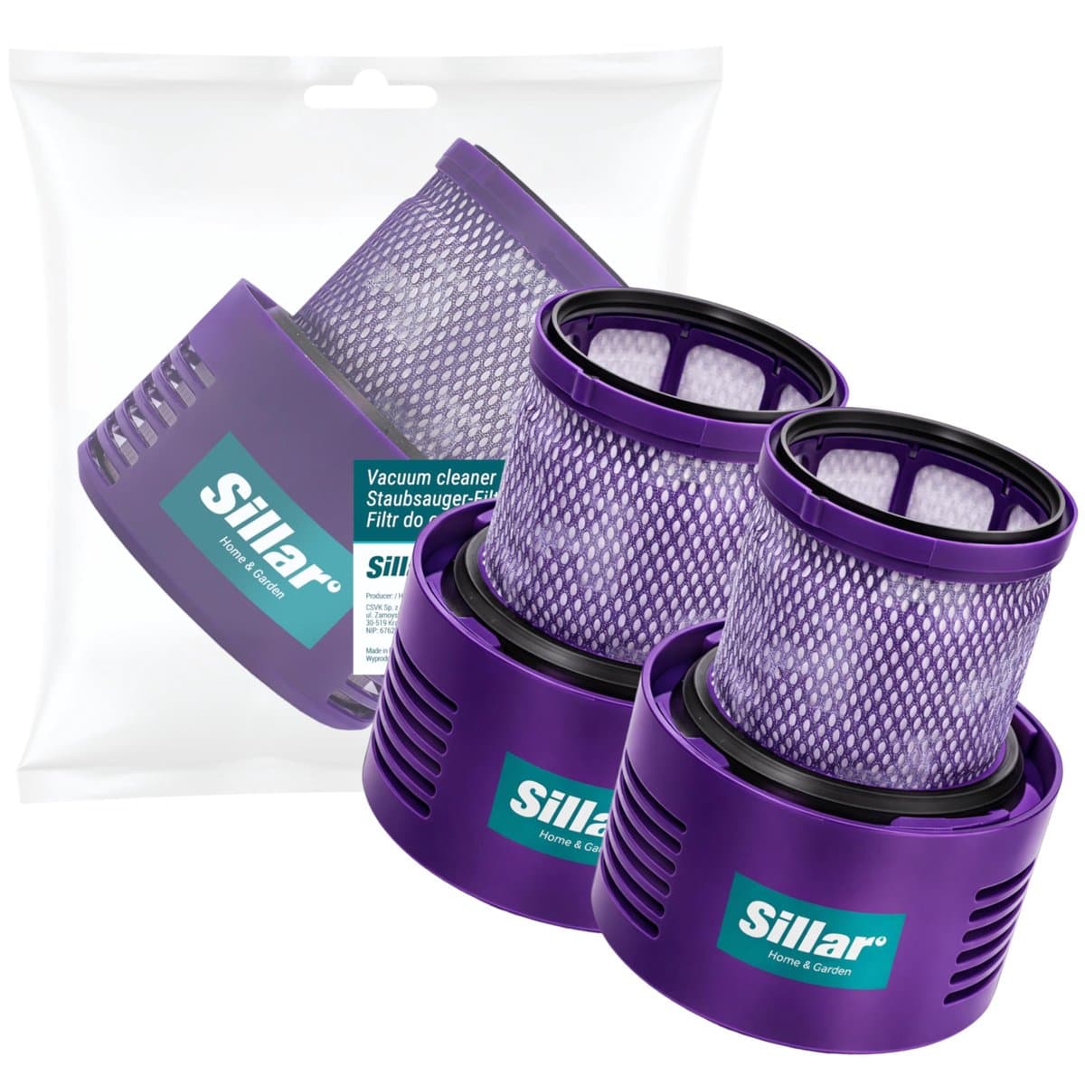 Sillar Stofzuigerfilters - Wasbaar - Vervangend Filter voor Dyson Stofzuiger – Geschikt voor V10, SV12, SV27 – 2 Stuks — afbeelding 1