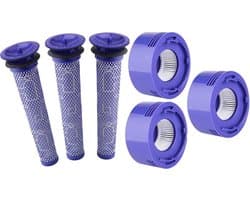 17 Parts 3-delige Filterset geschikt voor Dyson V8 & V7 - Compatibel met Animal, Absolute, Motorhead, Fluffy, SV10 - Inclusief 3 Voorfilters, 3 HEPA Achterfilters & Reinigingsborstel - Accessoires Vervanging DC58/DC59/DC61/DC74
