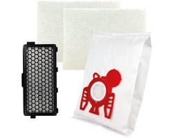 Multaparts® stofzuigerzakken set met filters geschikt voor Miele Compact C1, Compact C2, S4, S6 serie | Set met stofzuigerzakken type FJM (10 x), motorfilter (2 x), HEPA filter