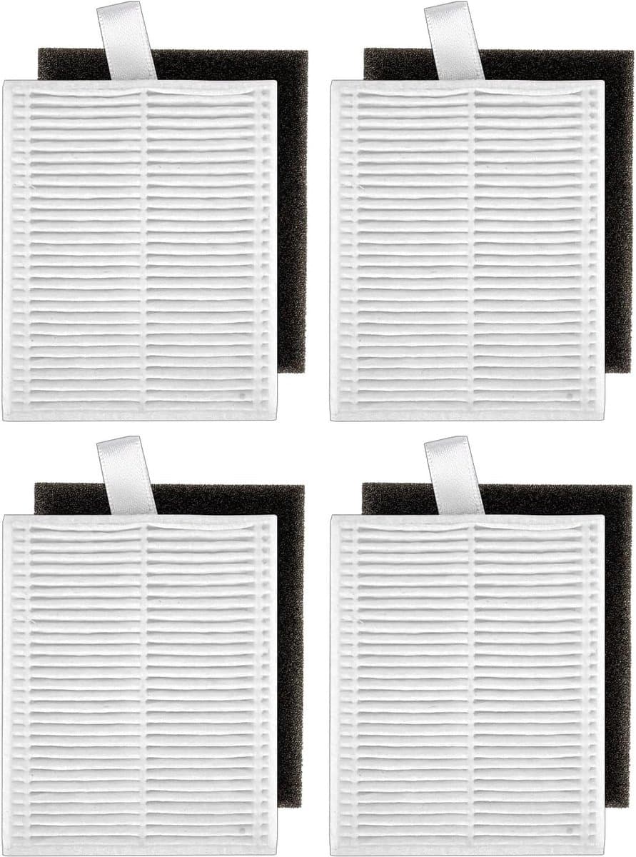(4 Stuks) L60 L50 HEPA-filters Geschikt voor Eufy L60, L60 Hybrid, L60 SES, L50 SES, L50-serie Robotstofzuiger, Hepa-Filterset, Vervangende Onderdelen, Met Schuimfilter 4 Sets — afbeelding 1