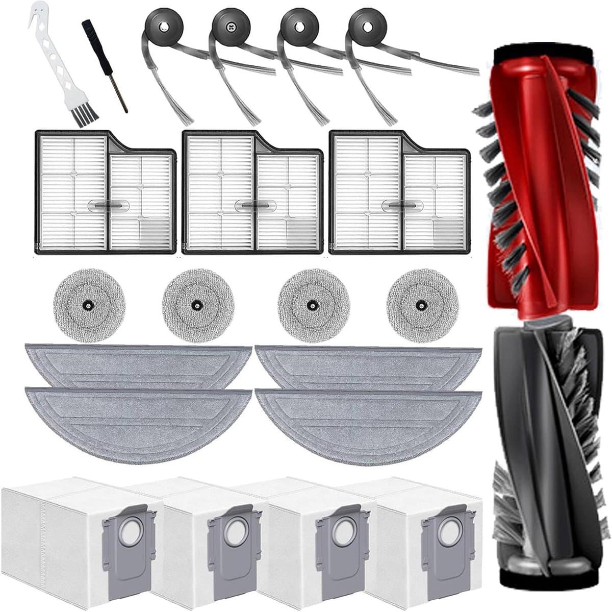 JGS Premium - Reserveonderdelen set voor stofzuiger | 23-delig | Hoofdborstel, zijborstels, HEPA-filters, dweilen, stofzakken | Reinigingsborstel, schroevendraaier — afbeelding 1