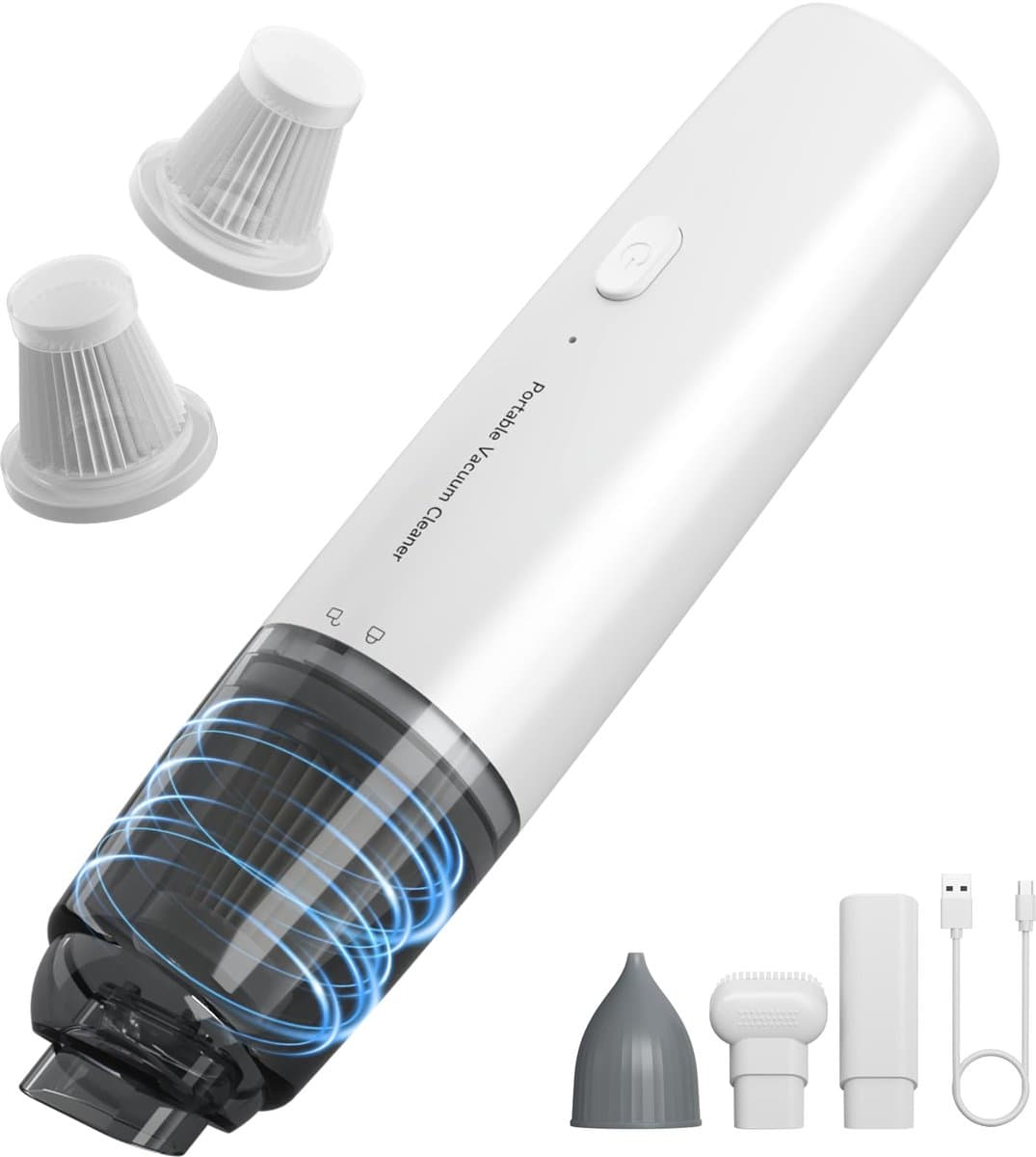 Kruimeldief - Handstofzuiger - Draadloze Stofzuiger - Autostofzuiger - Draagbare Stofzuiger - Kruimelzuiger - USB Oplaadbaar - Sterke Zuigkracht - Wasbaar Filter - Inclusief 2 Filters - Draadloos - - Zonder Zak - Compact - Wit - 1 Stuk — afbeelding 1