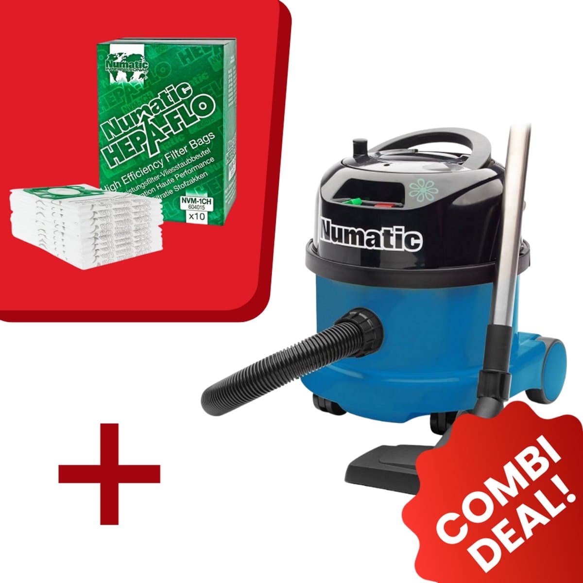 Numatic - Stofzuiger PPR240-11 - Blauw - Inclusief 10x Stofzuigerzak NVM-1CH Hepa — afbeelding 1
