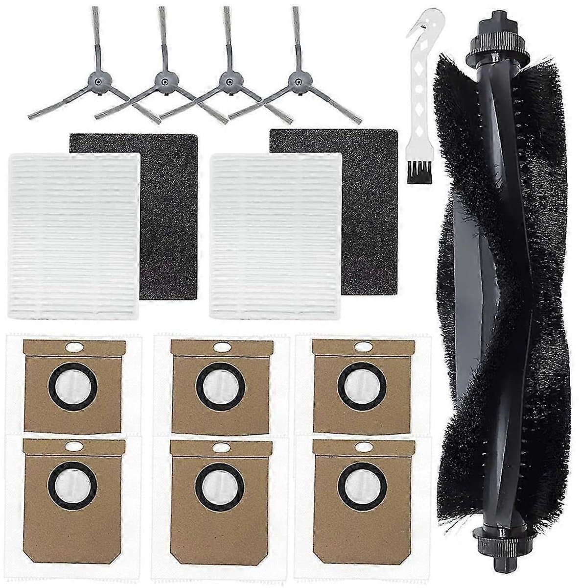 Accessoireset - 14 Stuks - Geschikt voor Eufy L50 L60 L50 SES L60 SES Robotstofzuiger - 1 Hoofdborstels, 4 Zijborstels, 2 Filters, 6 stofzakken, 1 Reinigingsborstel - Reserveonderdelen — afbeelding 1