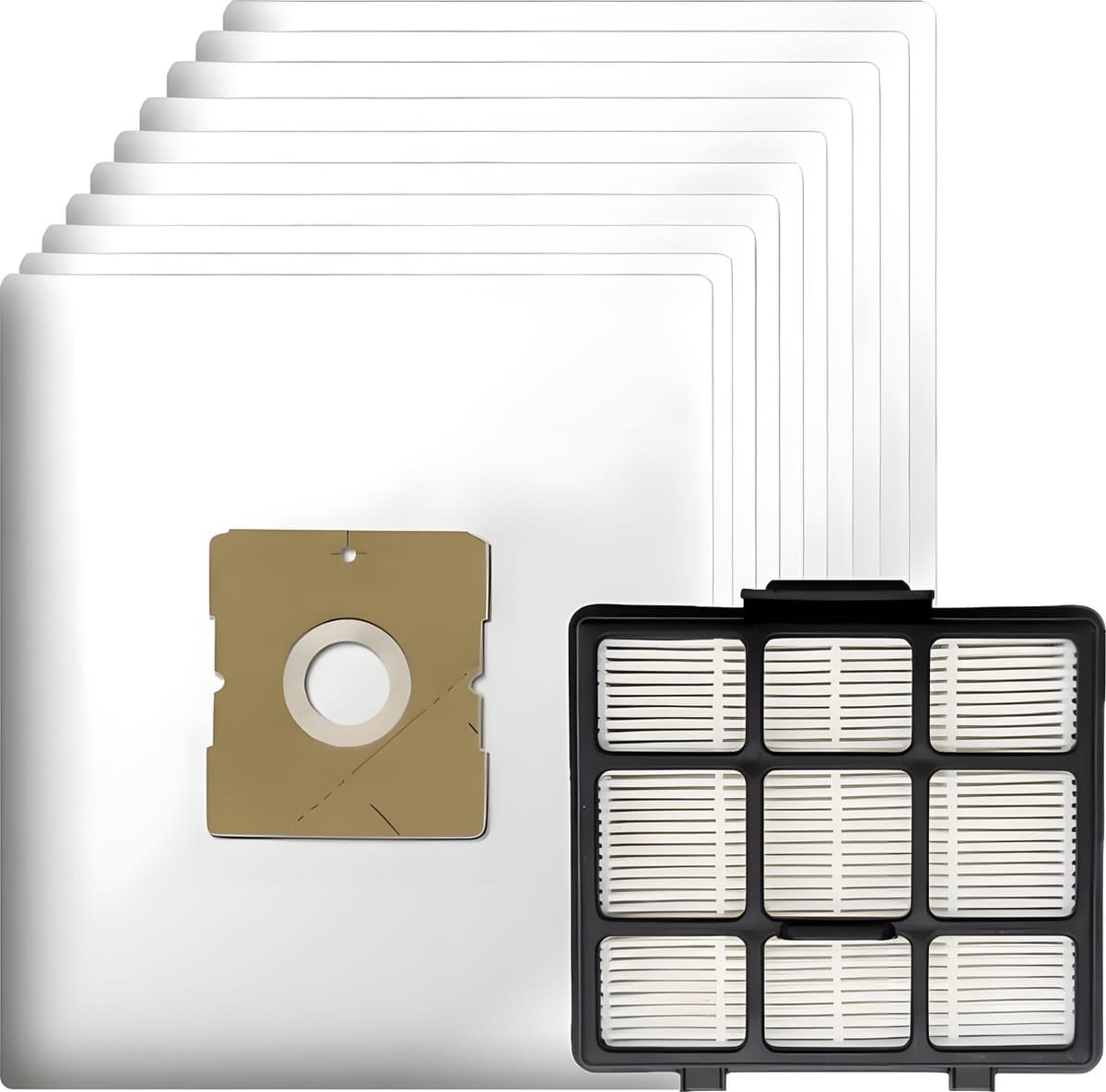 10x Stofzuigerzakken en 1x HEPA Filter geschikt voor Inventum ST207 ST306 ST307 ST308 stofzuigers - Vervanging stofzakken SZ300 21200900120 en 21200900010 — afbeelding 1