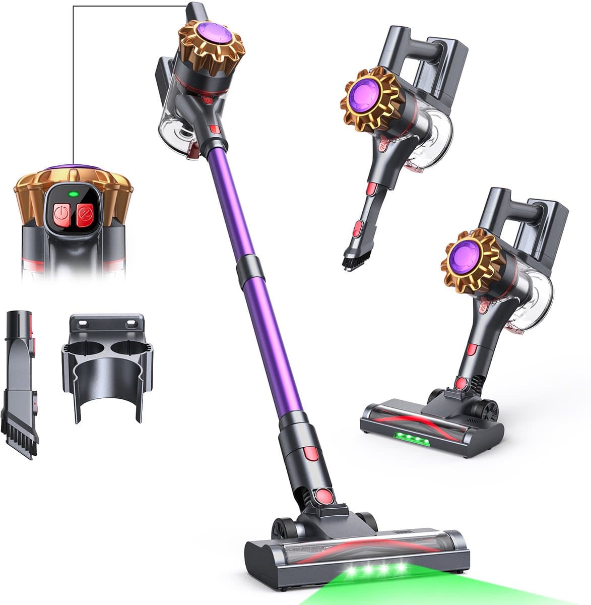 Lubluelu P7 Draadloze Steelstofzuiger 40Kpa- 5 in 1 Handstofzuiger - Zelfstaand Design - 40 Min Gebruikstijd - Verwijderbare Batterij- Anti-klit Borstel - HEPA-filter - LED-koplampen — afbeelding 1
