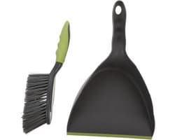 Mini Bezem en Stoffer Set - Desktop Stoffer Bezem - Bureau Reinigen - Compact Opbergontwerp - 32.5cm - Grijs Groen