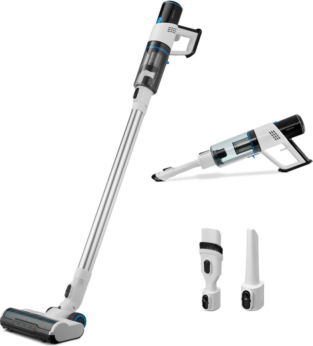 MEDION P250 steelstofzuiger (snoerloos, zakloos, cycloontechnologie, 250 watt, 2-in-1 steelstofzuiger en handstofzuiger met oplaadbare batterij, stofsensor, HEPA H13, LED-touchdisplay, borstelrol) — afbeelding 1