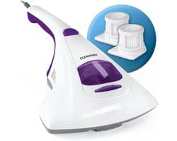 CLEANmaxx mijtstofzuiger met UV-C-licht en 2 EPA-filters, handstofzuiger voor matrassen voor mensen met allergieën, anti-mijt matrasreiniger die 99,9% van alle mijten, bacteriën en bedwantsen vernietigt, paars