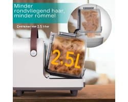 Hondentondeuse Met Stofzuiger En Hondenborstel – Elektrische Huisdierborstel Met 12.000 Pa Zuigkracht En 2-5 L Capaciteit (Witgrijs)