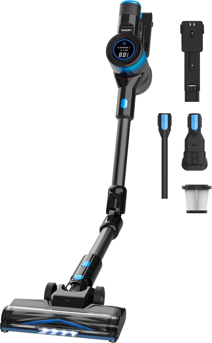Sanovy Turbo Flex X28 Steelstofzuiger Draadloos - Zonder Zak - Op Accu - 350W - 28Kpa - Met Opzetstukken - Draadloze Stofzuiger Zonder Zak — afbeelding 1
