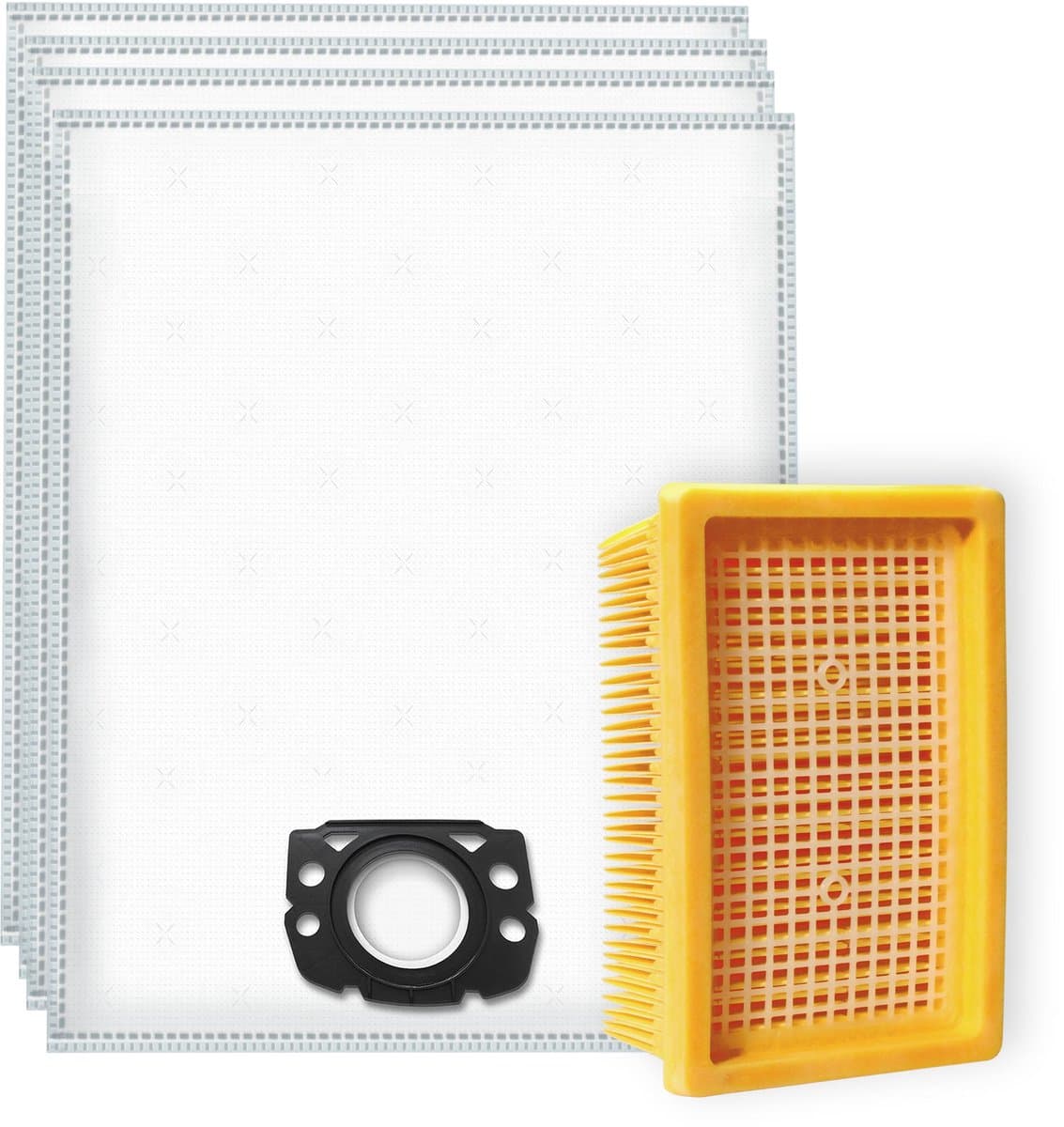 4x Dparts stofzuigerzakken en 1 vlakfilter - geschikt voor Karcher WD4 MV4 - WD5 MV5 - WD6 MV6 premium series - stofzak en filter - nr. 2.863-006.0 - 28630060 - 2.863-005.0 - 28630050 — afbeelding 1