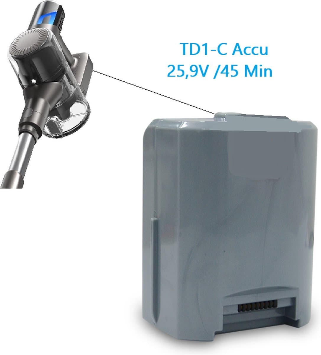 Steelstofzuiger Accu Geschikt voor TocMoc TD1-C Accu 25,9V/45 minuten lange stand-bytijd — afbeelding 1