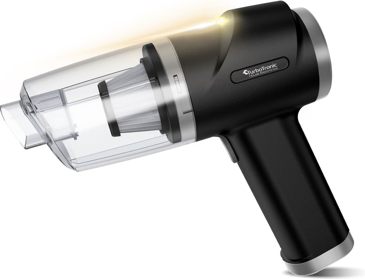 TurboTronic EQ7 Auto Stofzuiger - Handstofzuiger en Luchtcompressor in één - Kruimelzuiger- Mini stofzuiger - Zwart/Zilver — afbeelding 1