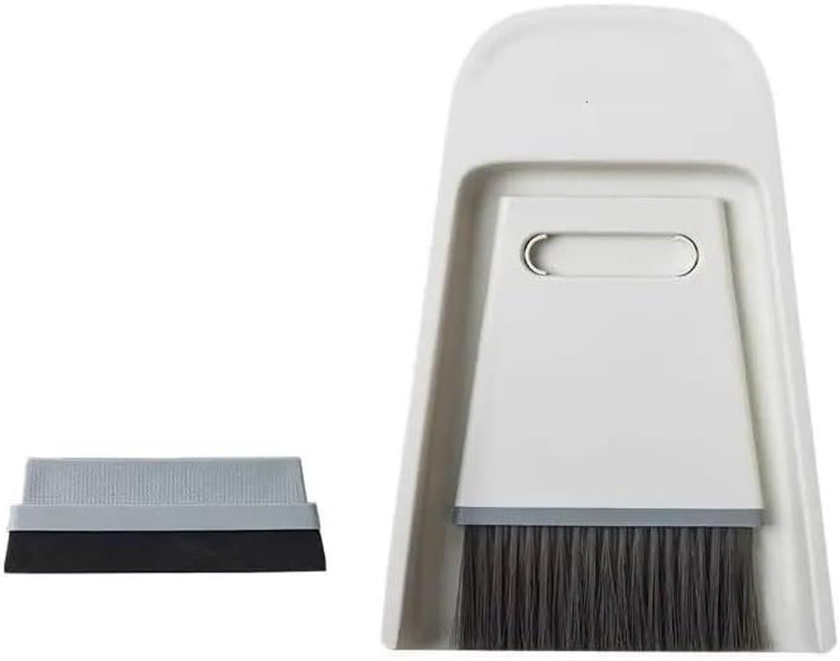 Stofblik en borstel - Mini bezemset - Bureau opruimen - Strak ontwerp - 3 stuks - Wit — afbeelding 1