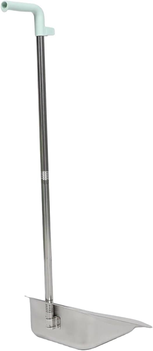 Stofblik met steel - Veegblik metaal - Staand schoonmaken - Roestvrij staal - 80 cm lengte - Zilver — afbeelding 1